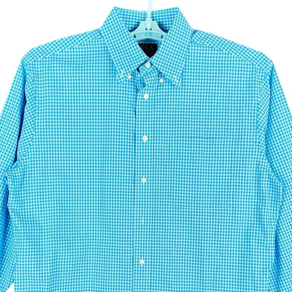 Jos. A. Bank Men's Executive Collection Button Down Plaid Teal Shirt Size L NWOT - Picture 3 of 11